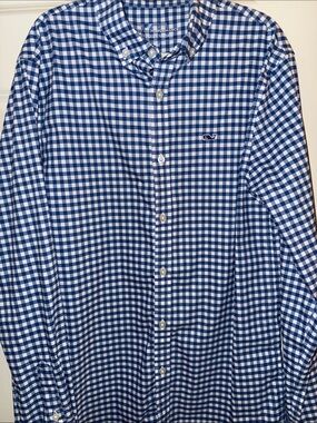 Vineyard Vines Navy and White Gingham Button-Down Shirt